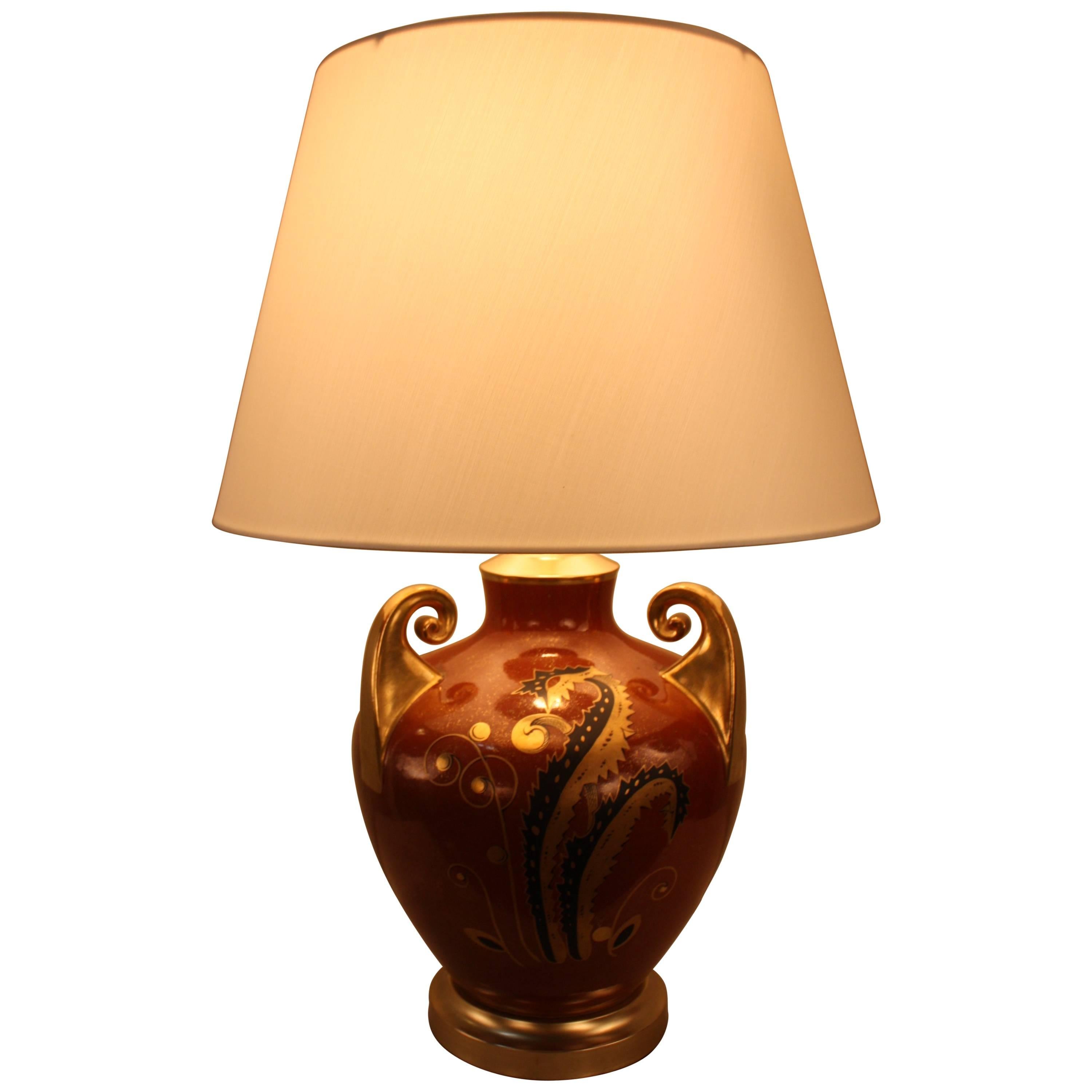 French 1930s Porcelain Table Lamp