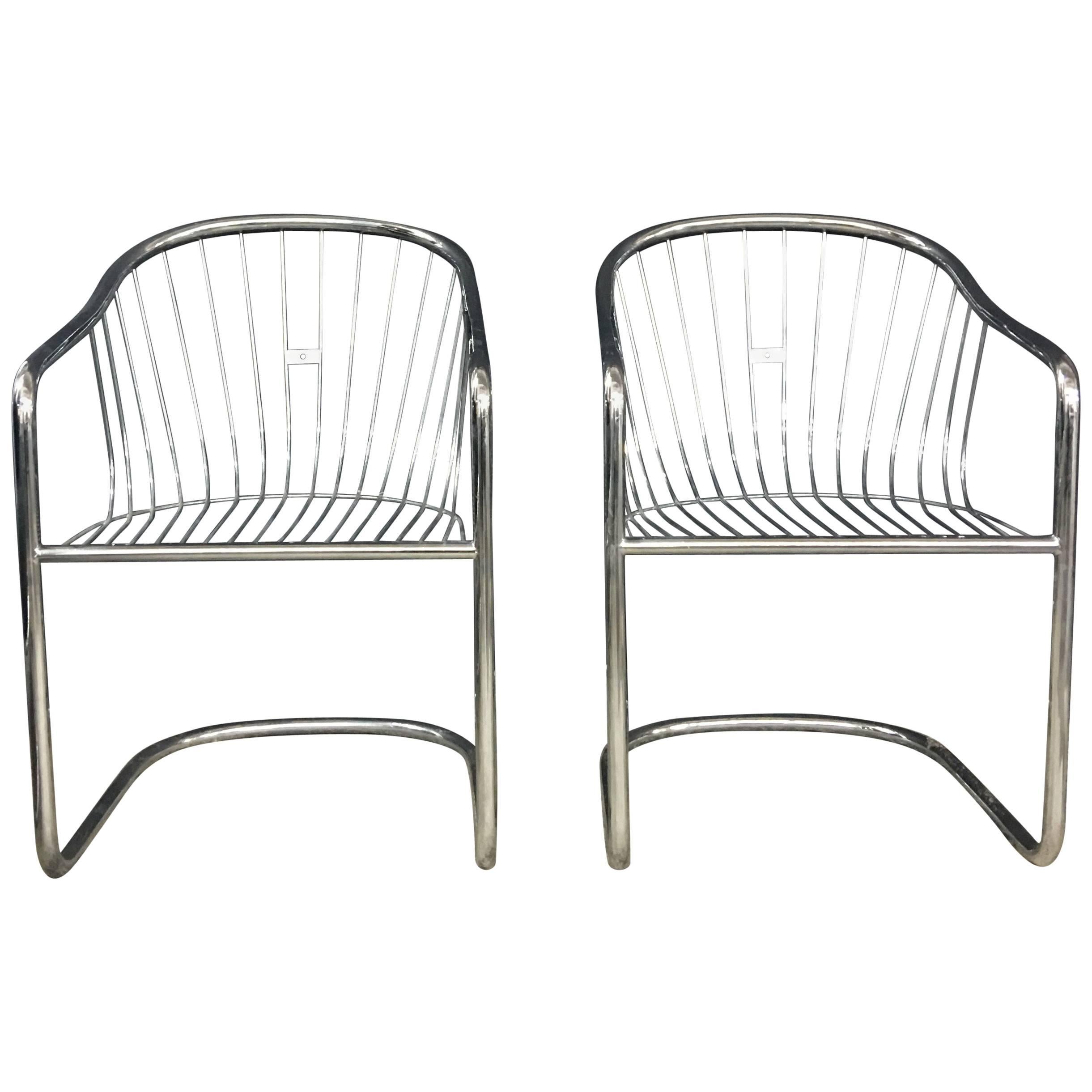 Pair of Gastone Rinaldi Vintage Chrome Cantilever Chairs