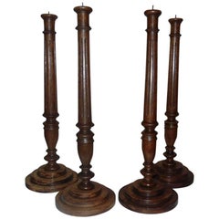 Candlesticks Set of Four Tall  Carved Oakwood, circa 1890