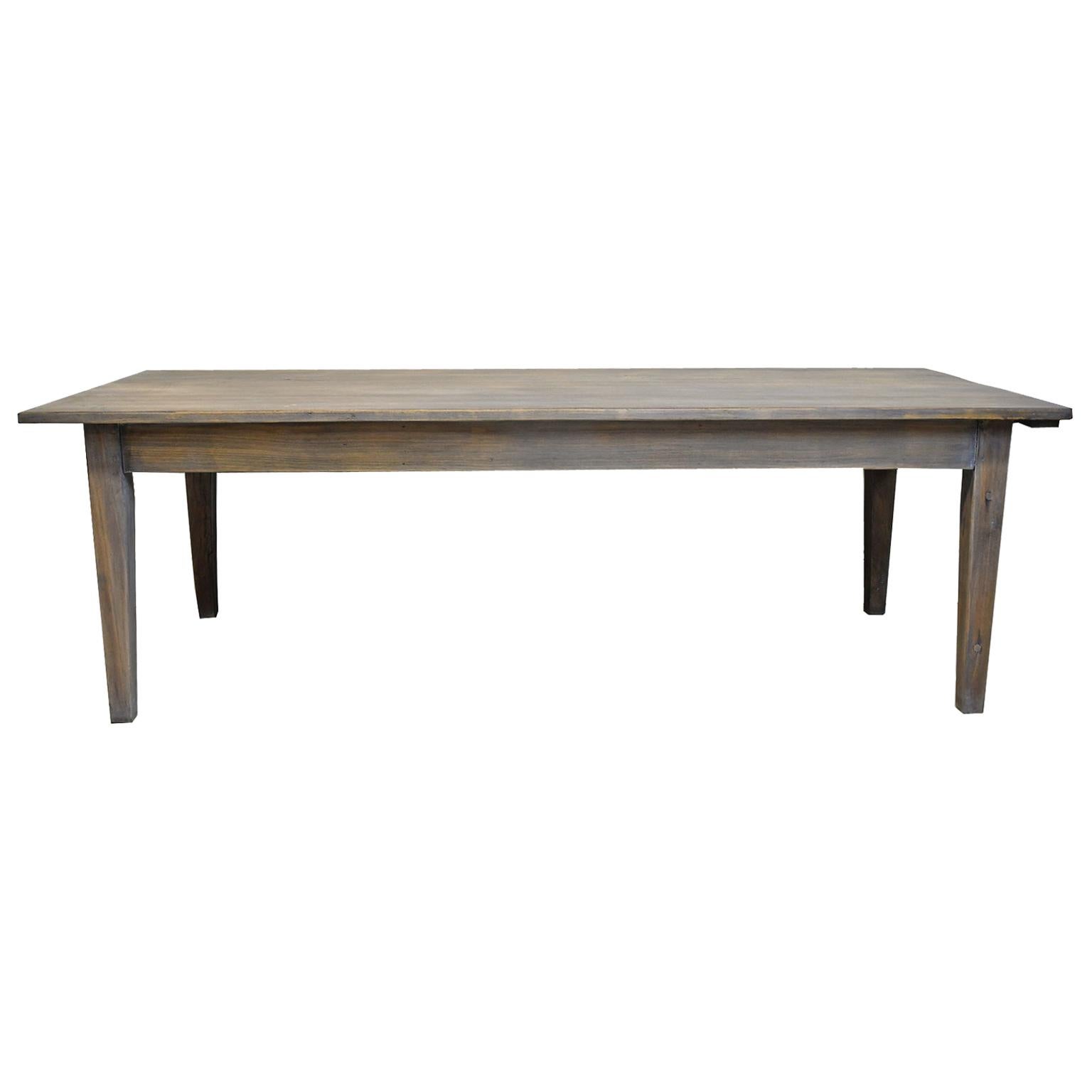 Farmhouse Dining or Kitchen Table in Re-Purposed Oak with Fumed-Taupe Finish