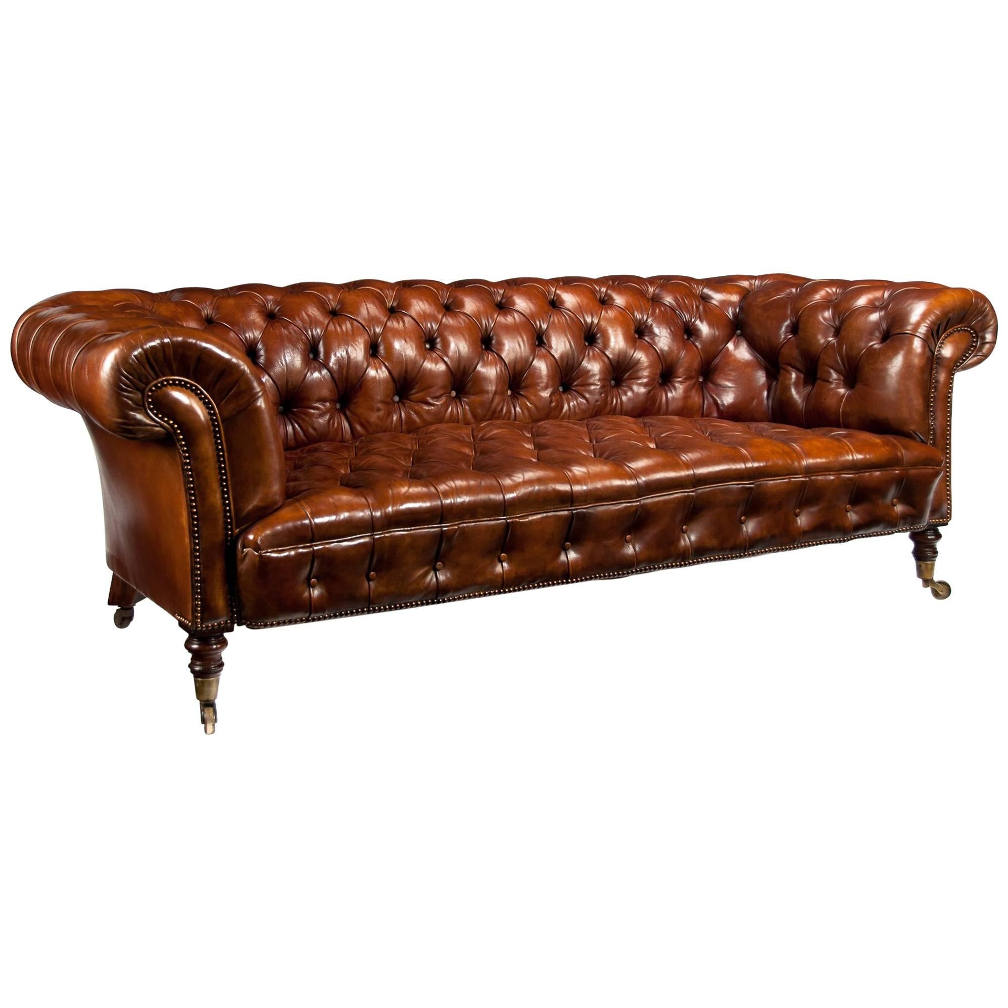 Fine Antique 19th Century Leather Upholstered Chesterfield