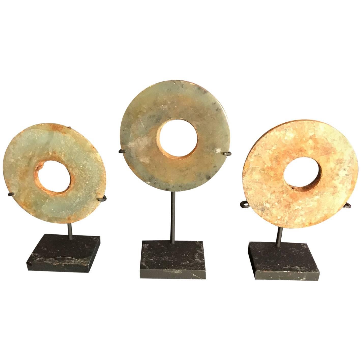 Ancient Chinese Handmade Jade Bi Group Genuine Artifacts from 2000 BC