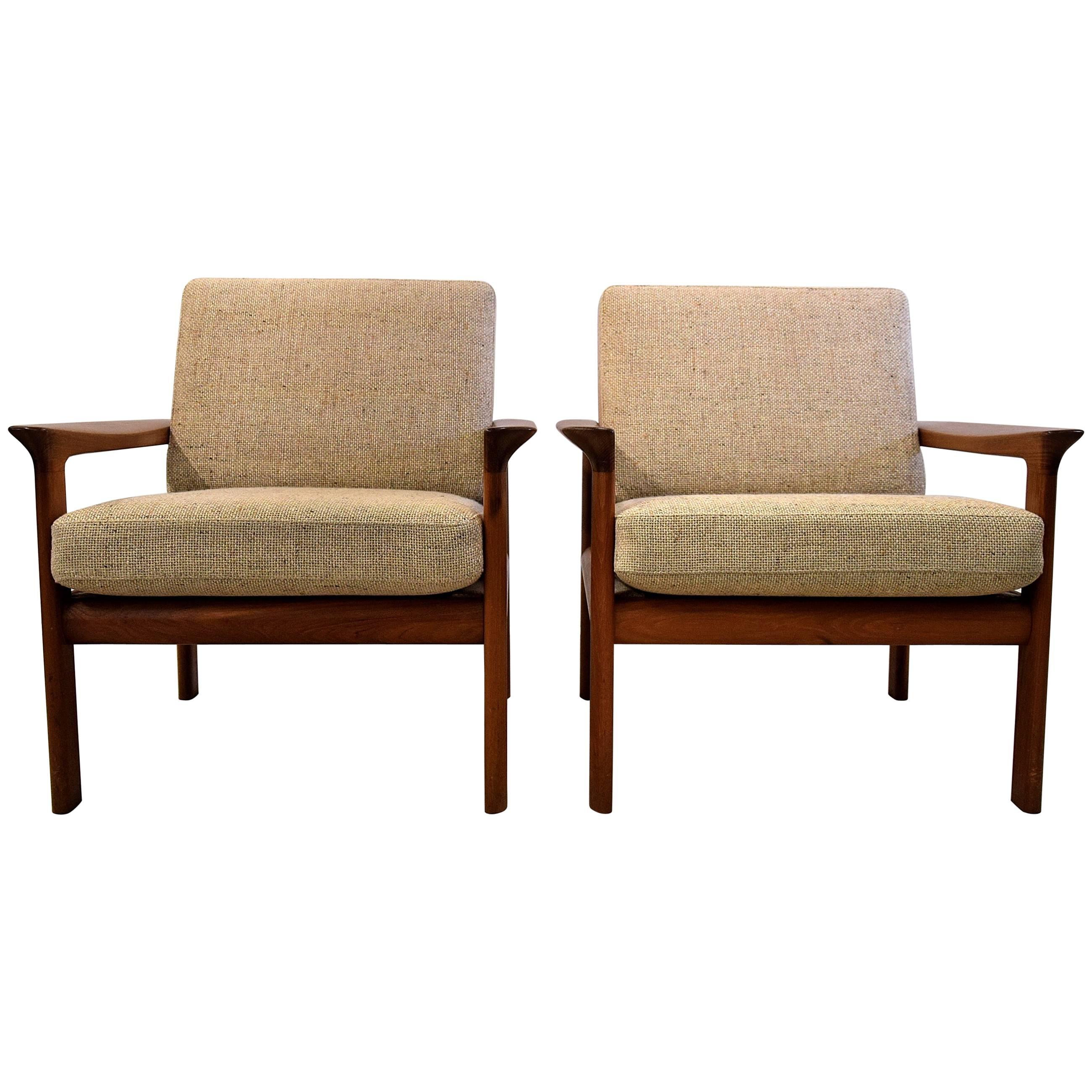 Sven Ellekaer Mid Century Modern Teak Lounge Chairs