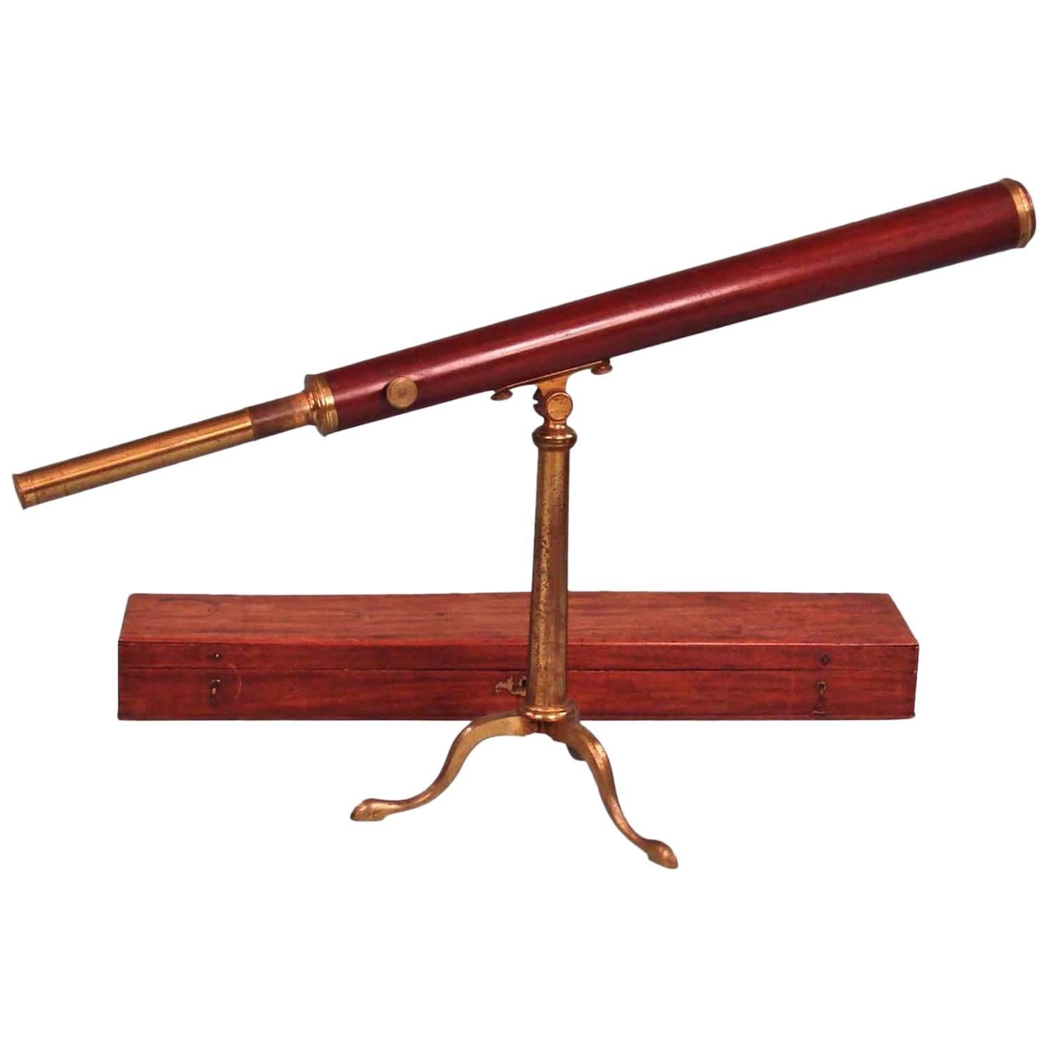 Fine George III Mahogany and Brass Telescope by Dollond of London