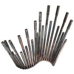 1960s Danish Modern Brutalist Silver Plate Candelabra