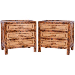 Pair of British Colonial Style Bamboo Nightstands