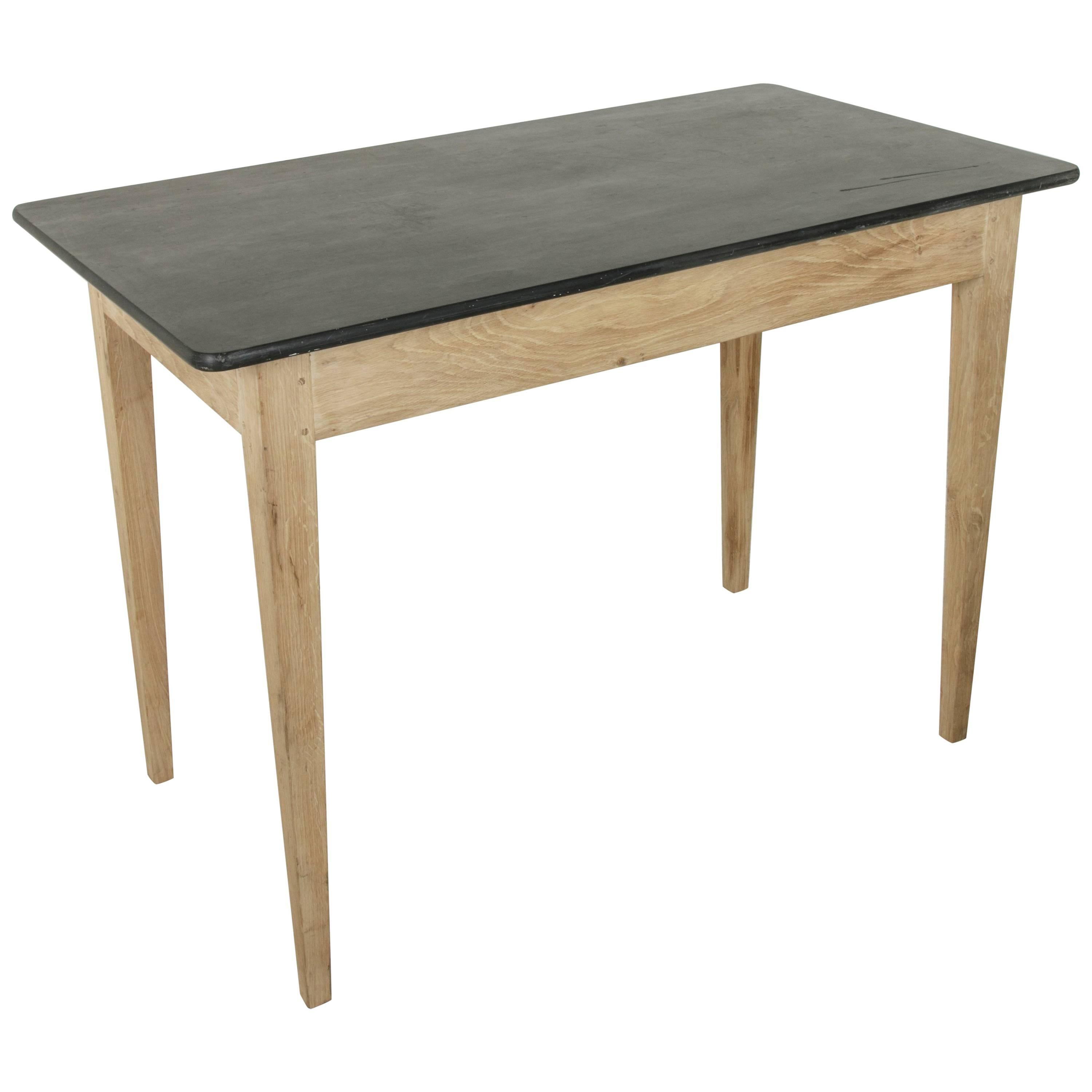 36-in. High French Oak Pastry Table or Kitchen Island with Antique Slate Top