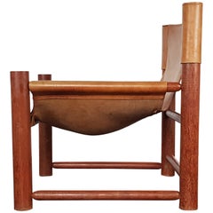 Vintage Safari Lounge Chair in Oak and Leather