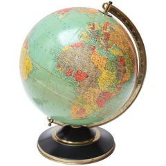 globe de bibliothèque éclairé en verre Replogle des années 1960