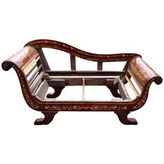 Dutch Recamier Mahogany Chaise with Satinwood Marquetry Inlay, circa 1825
