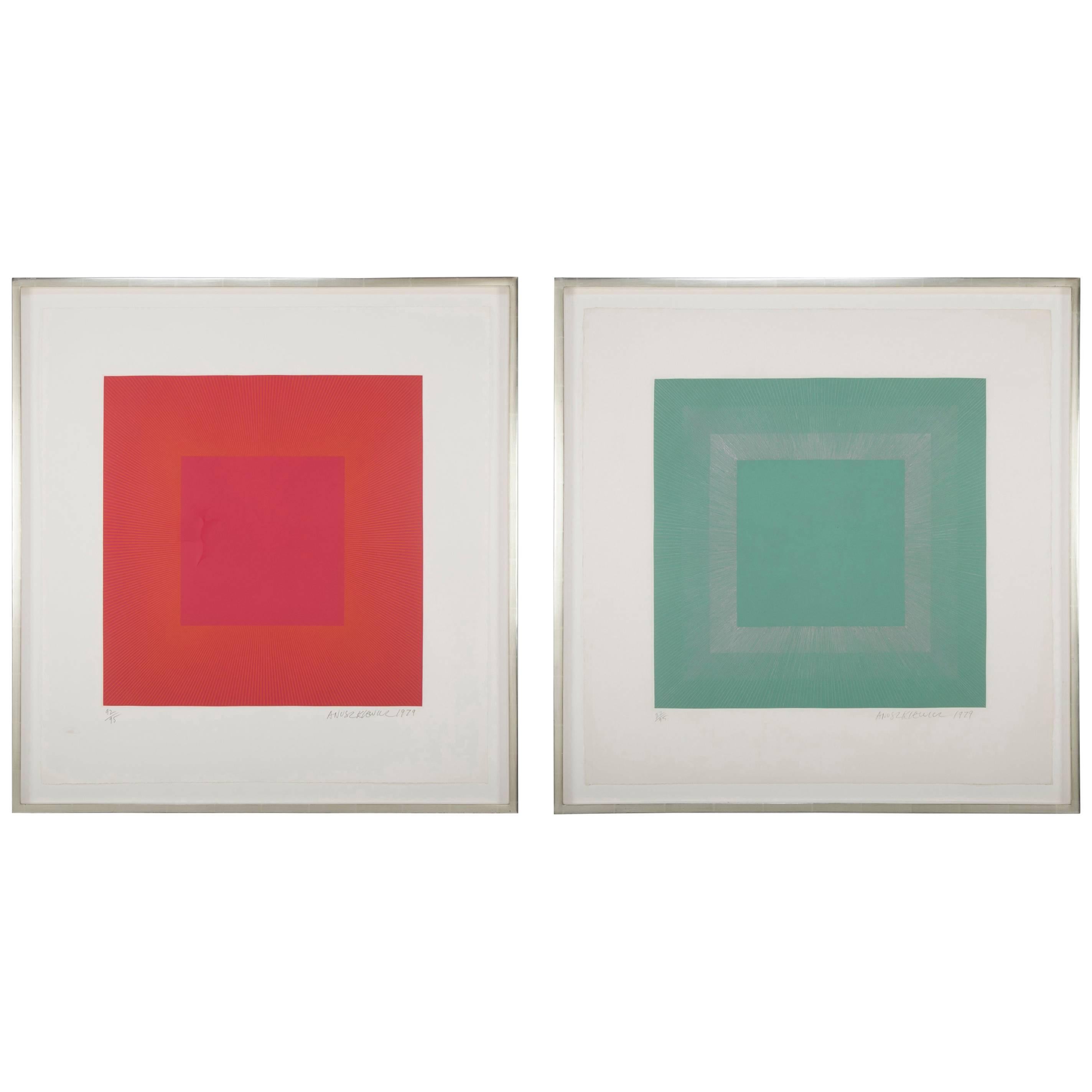 Pair of Richard Anuszkiewicz Intaglio Etchings with Aquatint