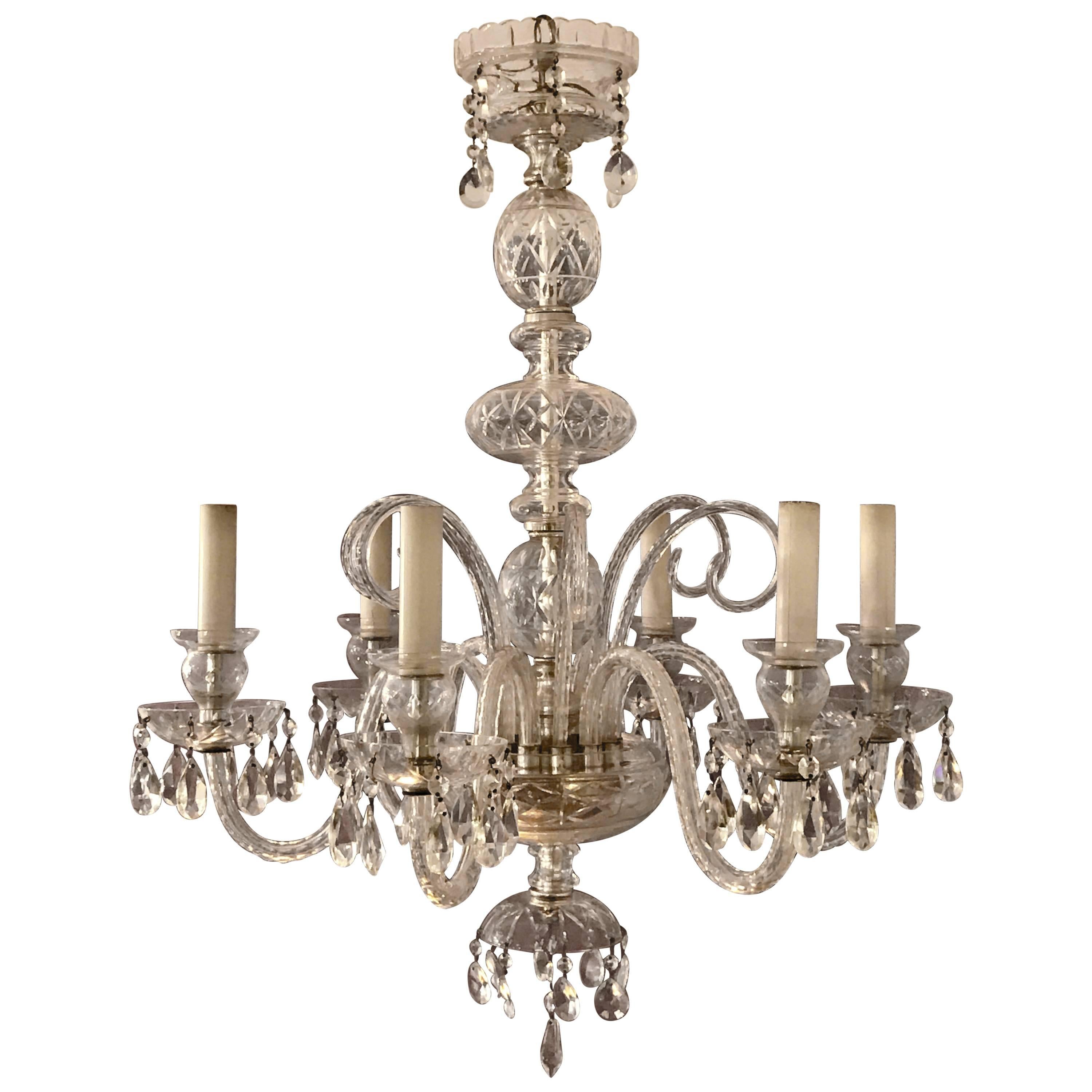  Six Light Venetian Glass Chandelier, Early 20th Century, Italy