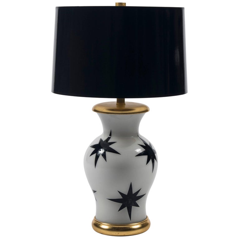 Liz Marsh Paris Now Black Star Églomisé Lamp With Gloss Liz Marsh Paris Now Black Star Églomisé Lamp With Gloss Shade For