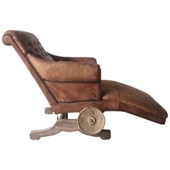 Rare Brown Used Lounge Chair 'Le Surrepos Du Dr. Pascaud' Paris, circa 1924