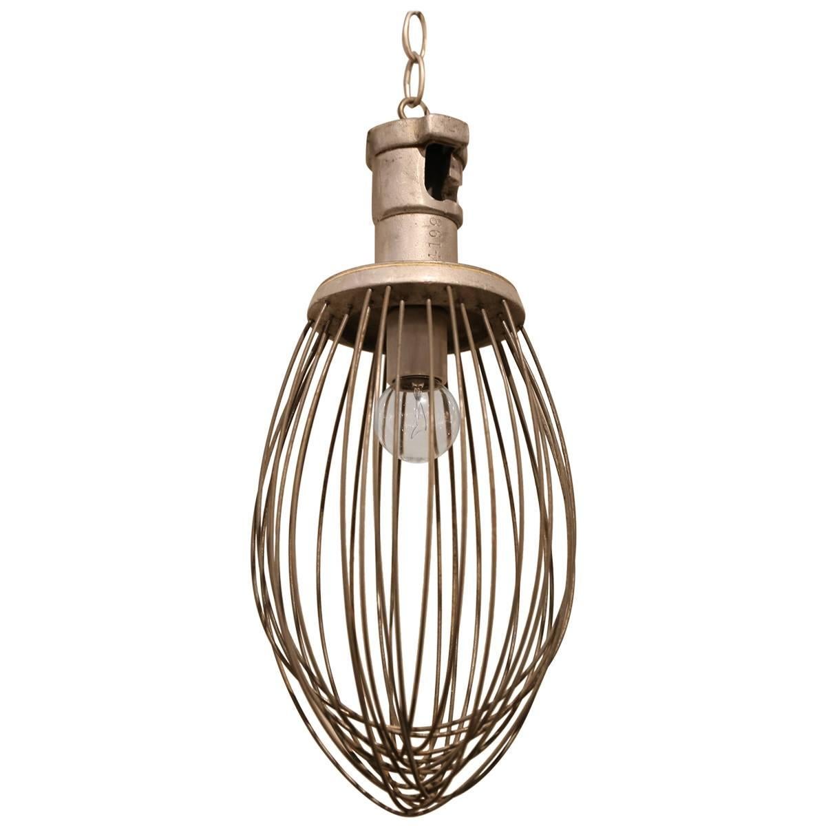 Pendant Light Fixture from Vintage Bakery Whisk For Sale