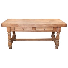 Antique French Two-Drawer Farm Table