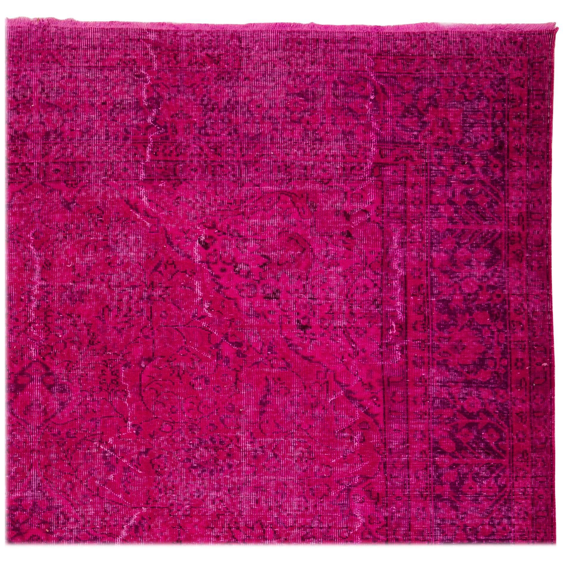 Vintage Oriental Rug Overdyed in Hot Fuchsia Pink Color at 1stDibs