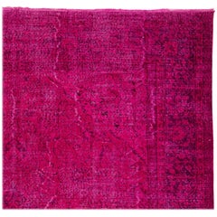 Vintage Oriental Rug Overdyed in Hot Fuchsia Pink Color