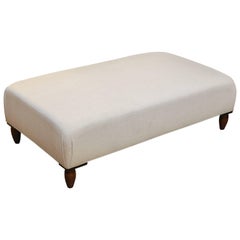 Large French Ottoman, Newly Upholstered