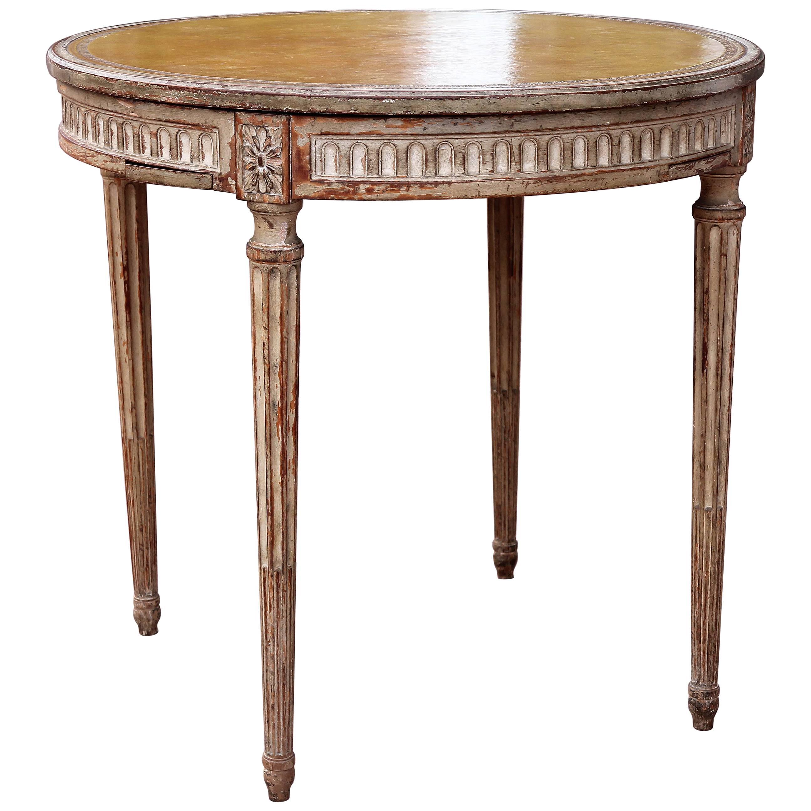 Italian Neoclassical Table with Leather Top