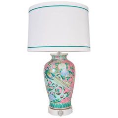 Retro Japanese Porcelain Vase Custom Mounted as a Lamp