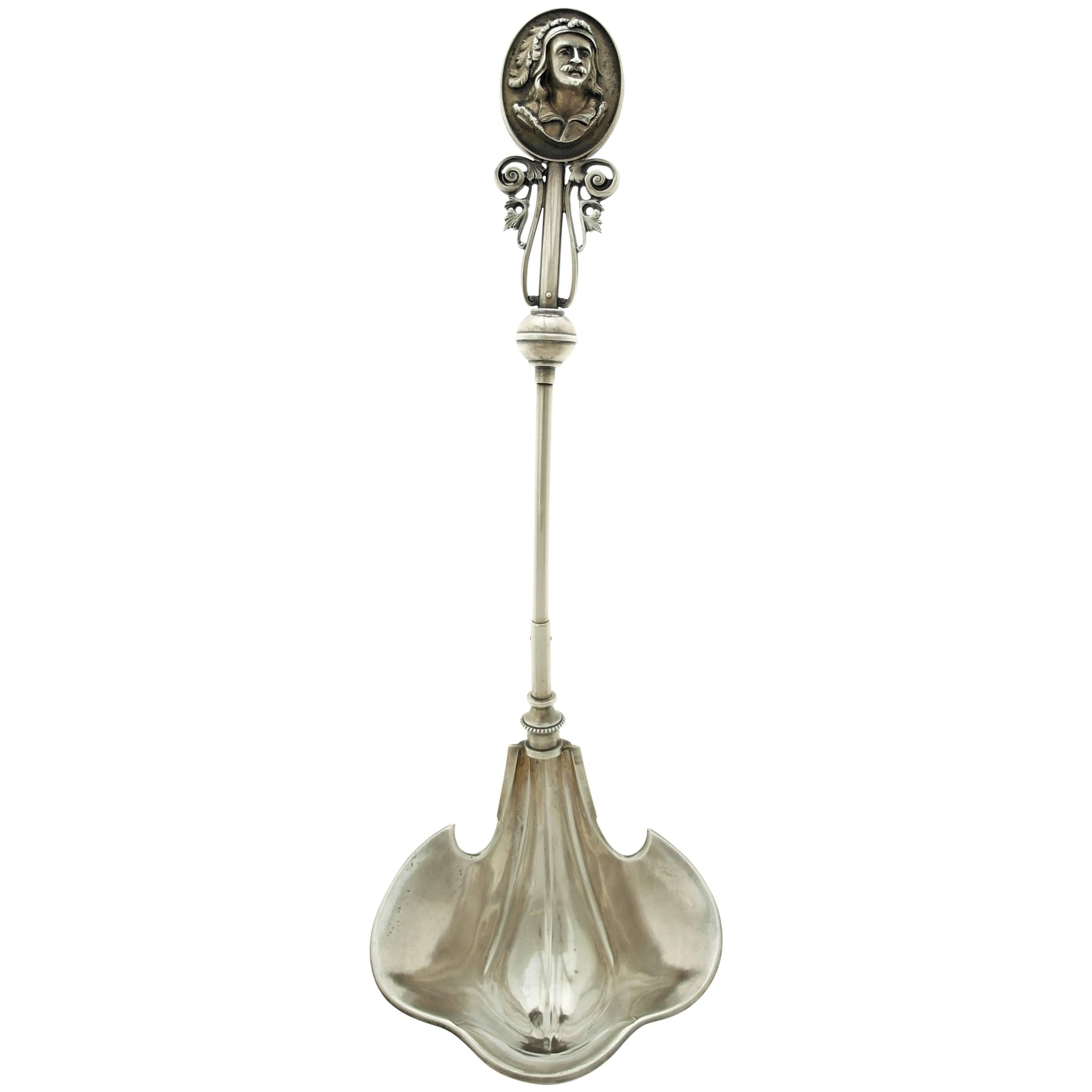 Wood & Hughes Medallion Coin Silver Soup Ladle For Sale