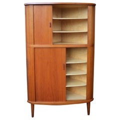 Danish Skovmand and Andersen Teak Tambour Fronted Corner Cabinet