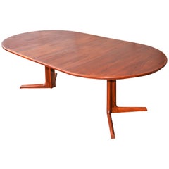 Danish No Moller for Gudme Teak Round Two-Leaf Dining Table with Pedestal Base