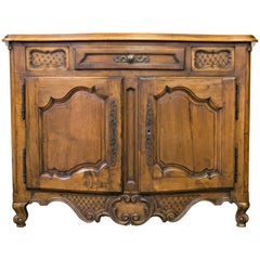 Antique French 19th Century Louis XV Provencal Hand-Carved Solid Walnut Buffet
