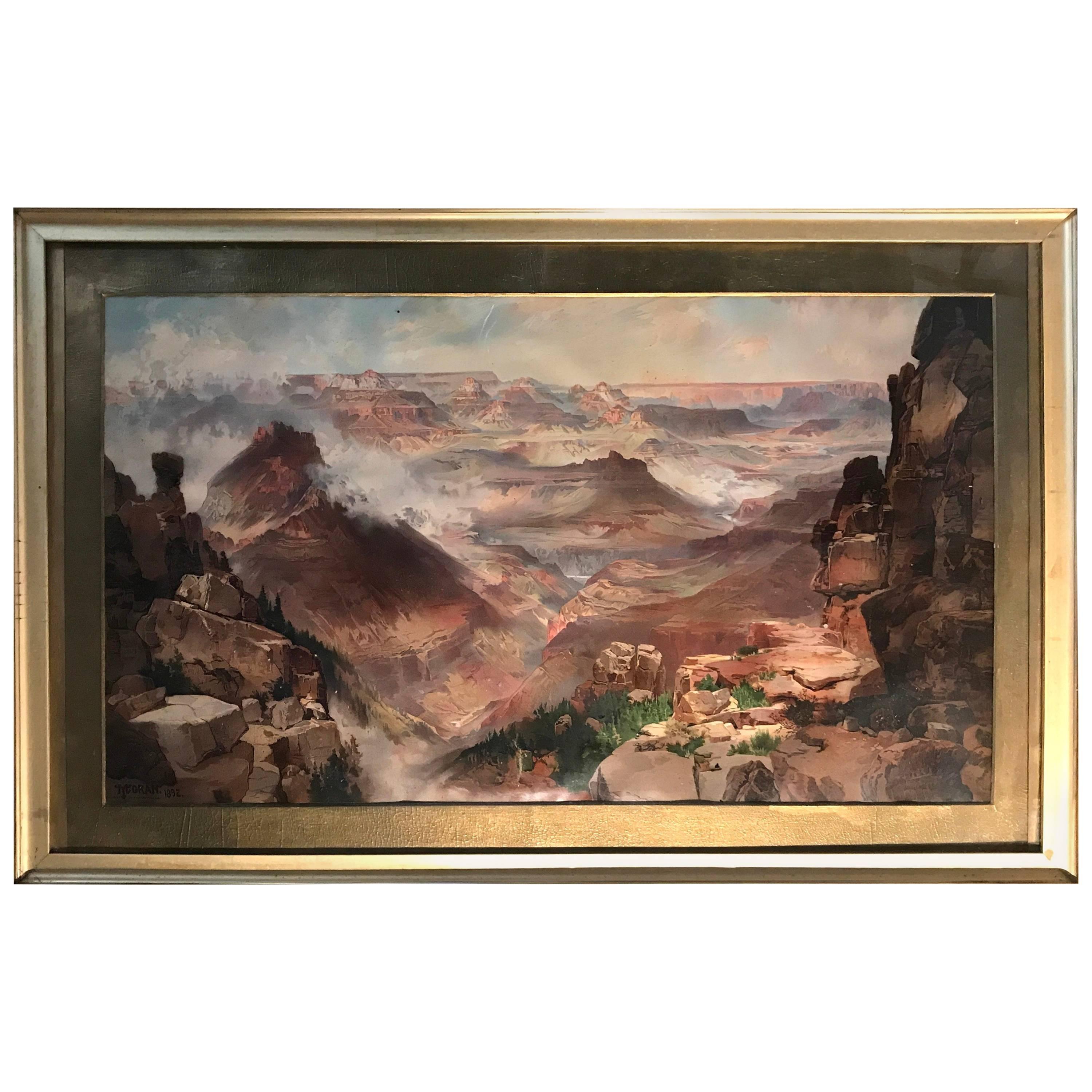 Thomas Moran The Grand Canyon of the Colorado Chromolithographie Impression imprimée en 1893