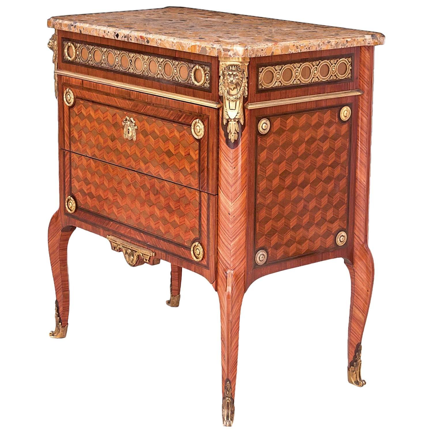 Transition-Louis XVI Style Commode, France, End 19th-20th Century Stamped Jansen
