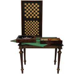 Antique French Rosewood Game Table, Made by A. Baslea in Lyon