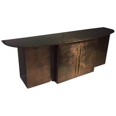 Brushed Steel Sideboard with Bronze Patina