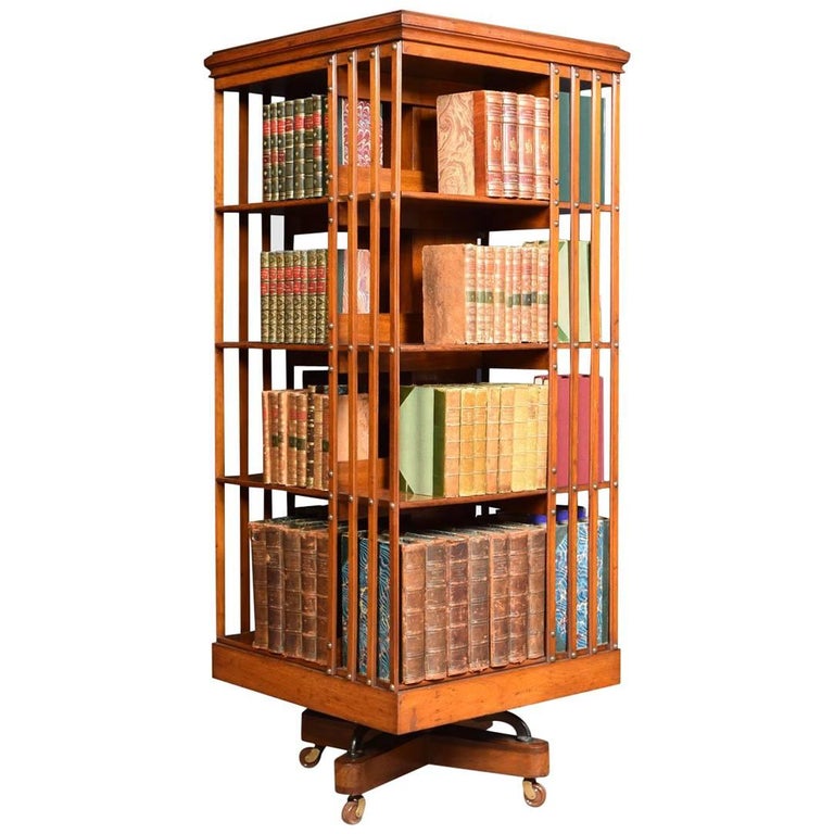 Large Walnut Revolving Bookcase at 1stDibs