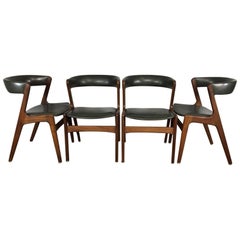 Kai Kristiansen Curved Back Dining Chairs in Walnut