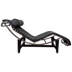 Le Corbusier LC4 Style Leather and Chrome Lounge Chair