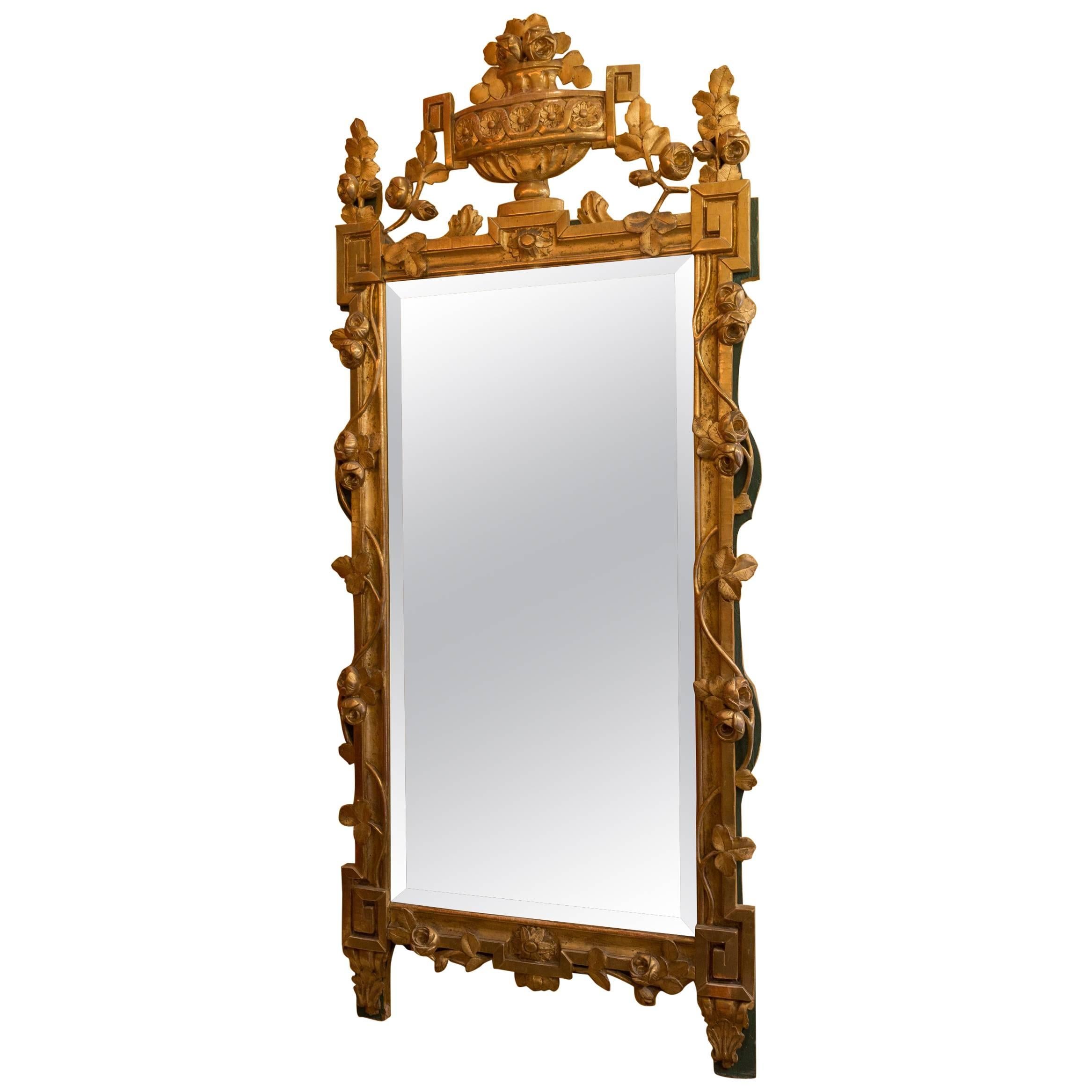 French Louis XVI Period Giltwood Front Top Mirror, circa 1780 For Sale