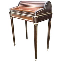 Chic & Stylish French, Late 19th Century Mahogany and Brass Ladies Writing Desk