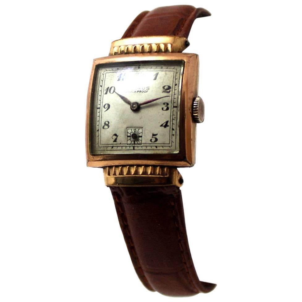 Art Deco Watch by Benrus, Swiss 17 Jewels with Hidden Lug