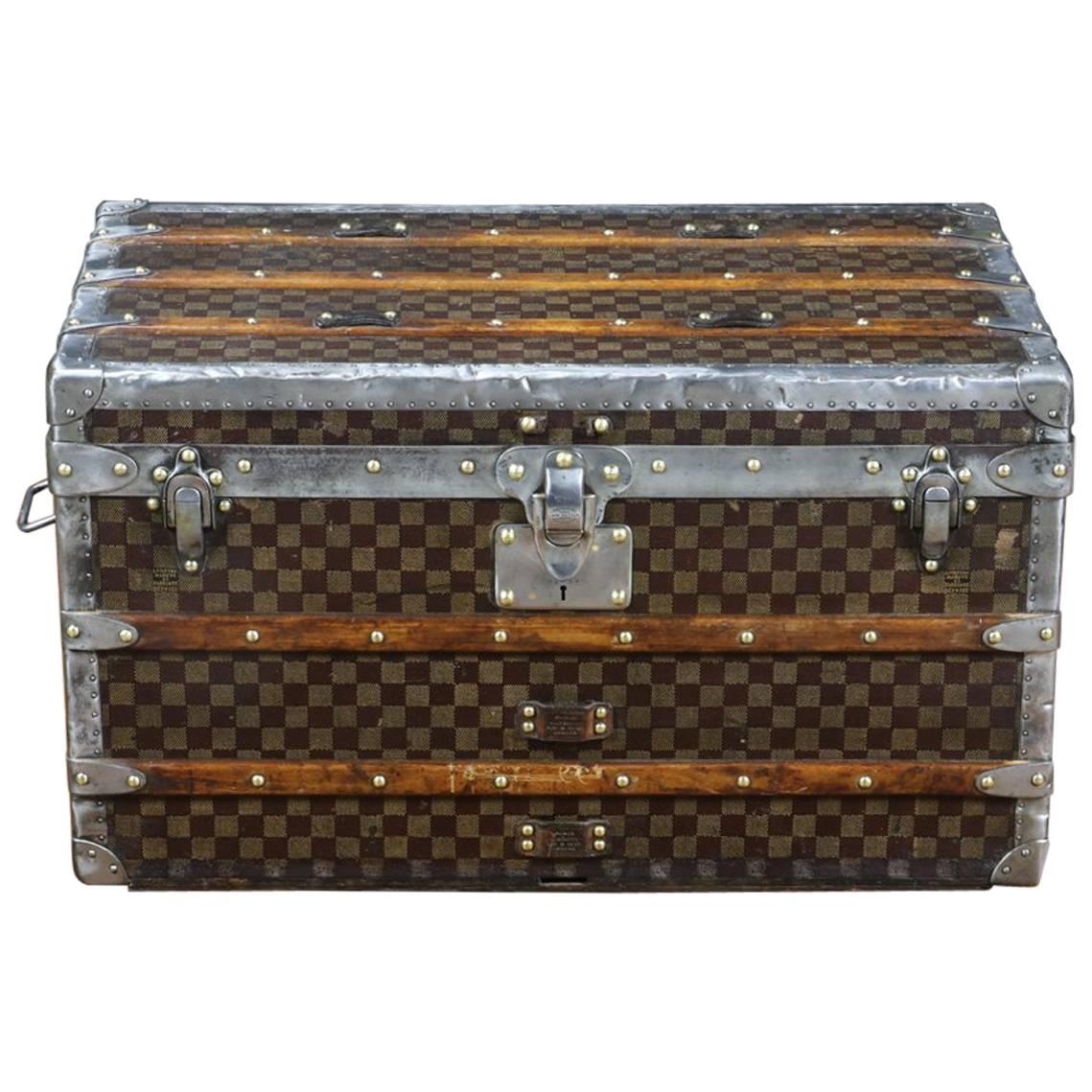 1900s Louis Vuitton Damier Steamer Trunk with Trays