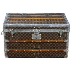 Antique 1900s Louis Vuitton Damier Steamer Trunk with Trays