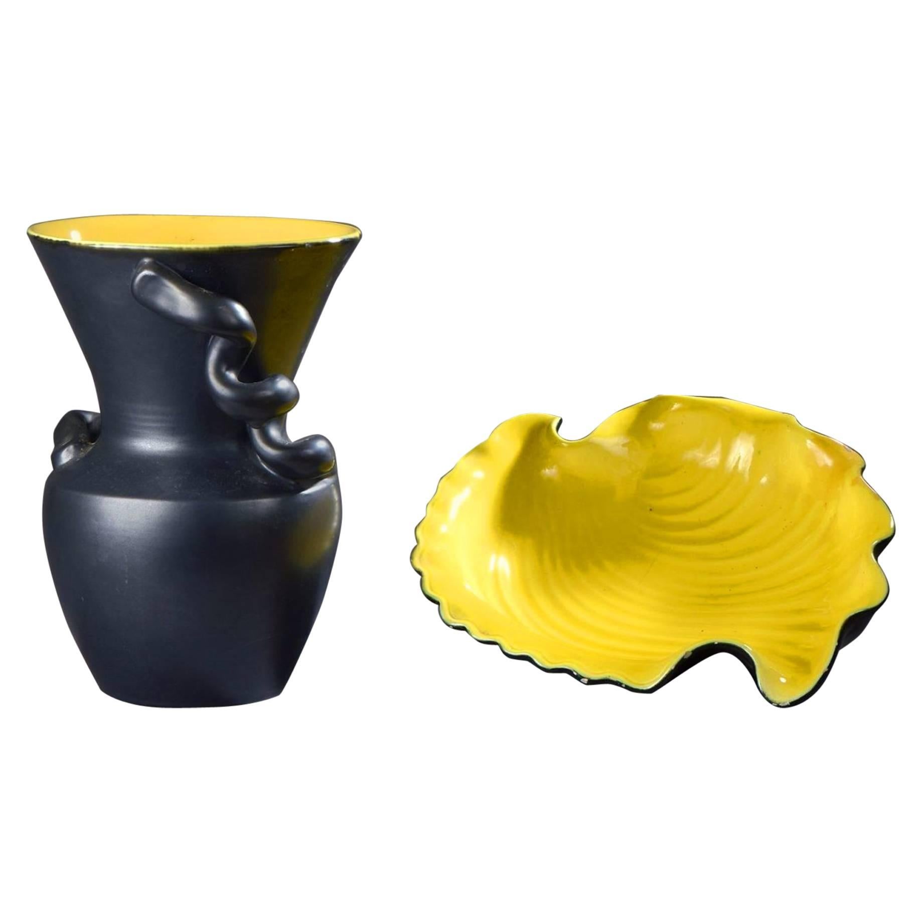 Vase and Shell Shaped Ceramic by Pol Chambost For Sale