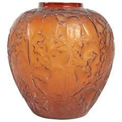 Rene Lalique Amber Vase "Perruches"