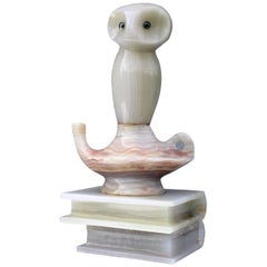 Vintage 1950s Italian Alabaster Owl Sculpture