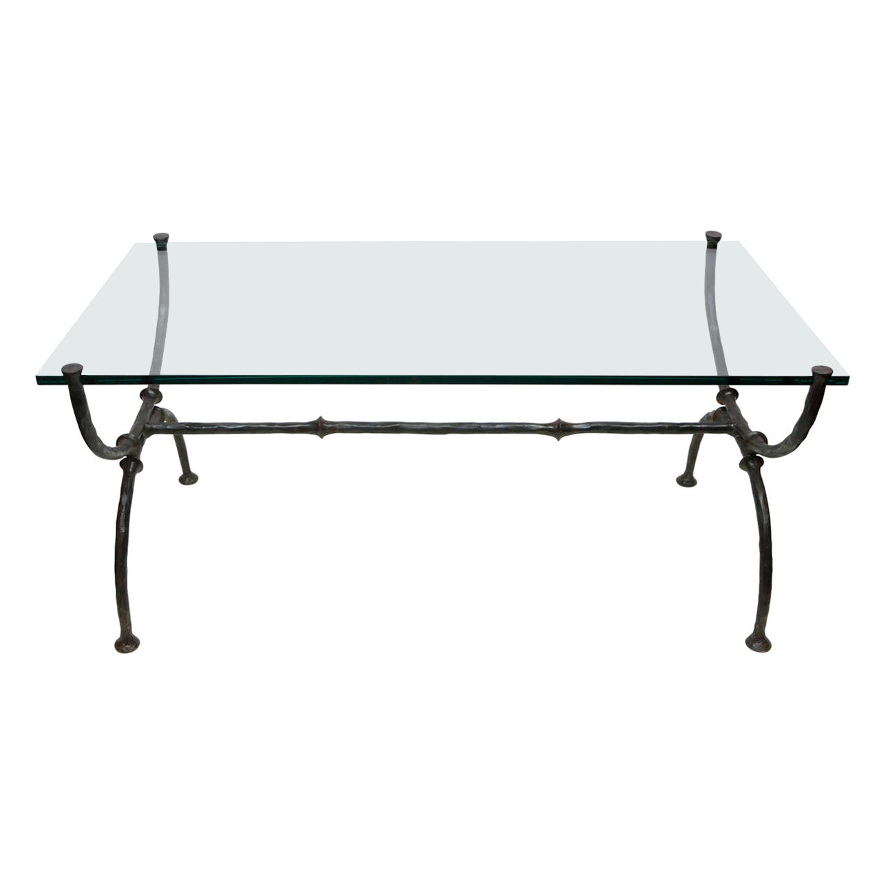 French Vintage Iron and Glass Coffee Table at 1stDibs
