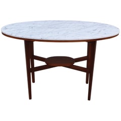 1960s Walnut and Carrara Marble Console