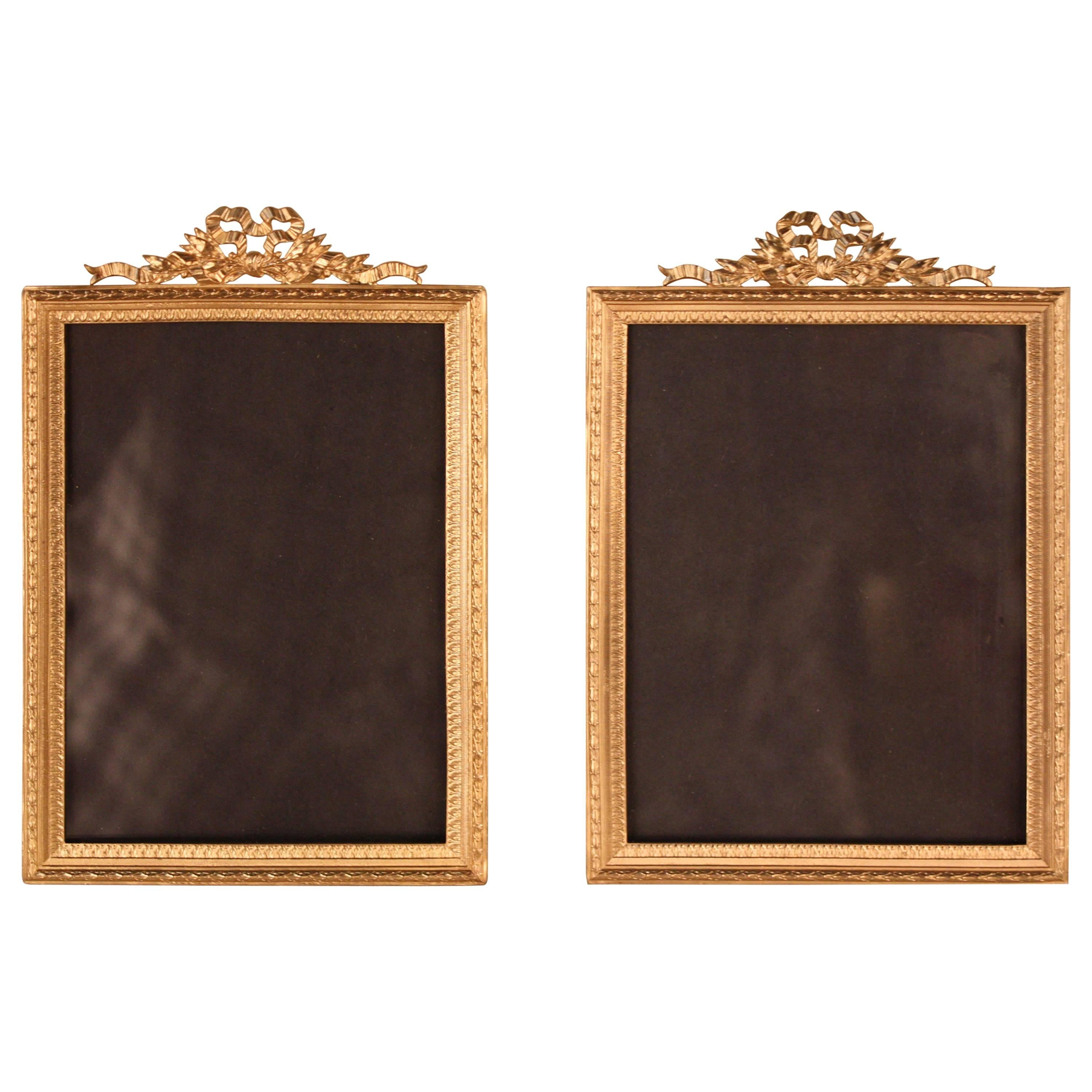 Pair of French Dore Bronze Photo Frames