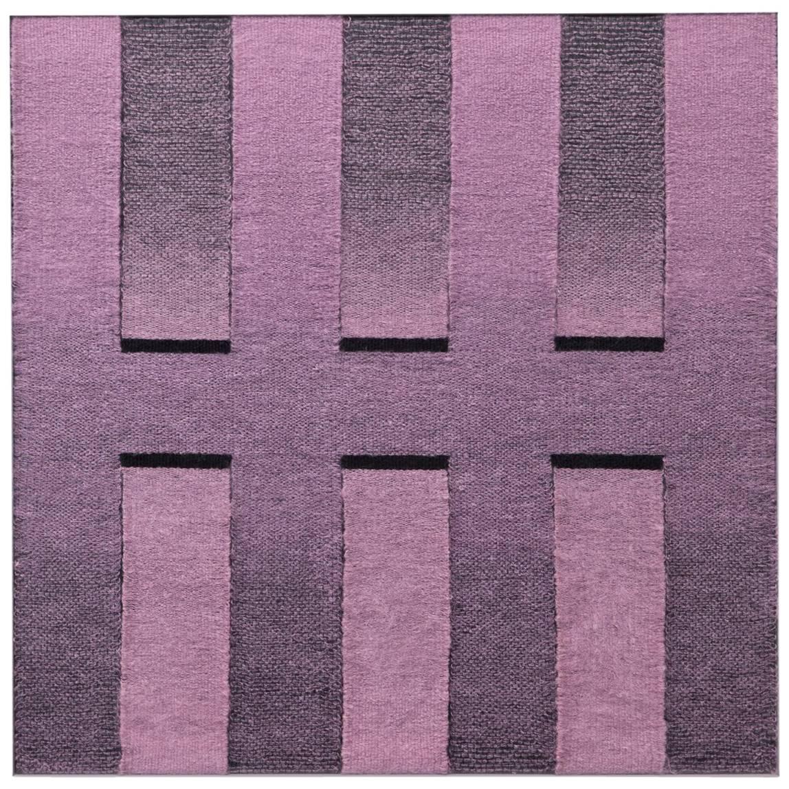 Contemporary Weaving Textile Fiber Art, Pink to Black Rectangles by Mimi Jung For Sale