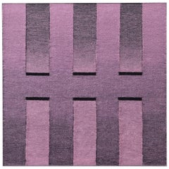 Contemporary Hand-Woven Wall Fibre Art, Pink to Black Rectangles by Mimi Jung