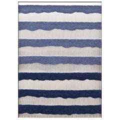 Contemporary Handwoven Wall Fiber Art, Periwinkle & Dark Blue by Mimi Jung